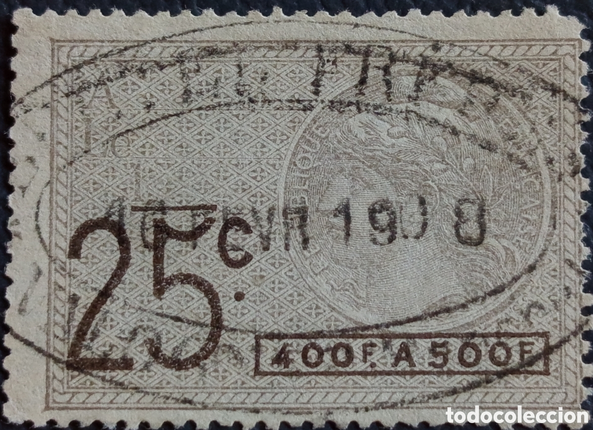 Sellos: Francia Timbre Fiscal Quittances 25c 400F-500F Ceres 1900 Obliterado