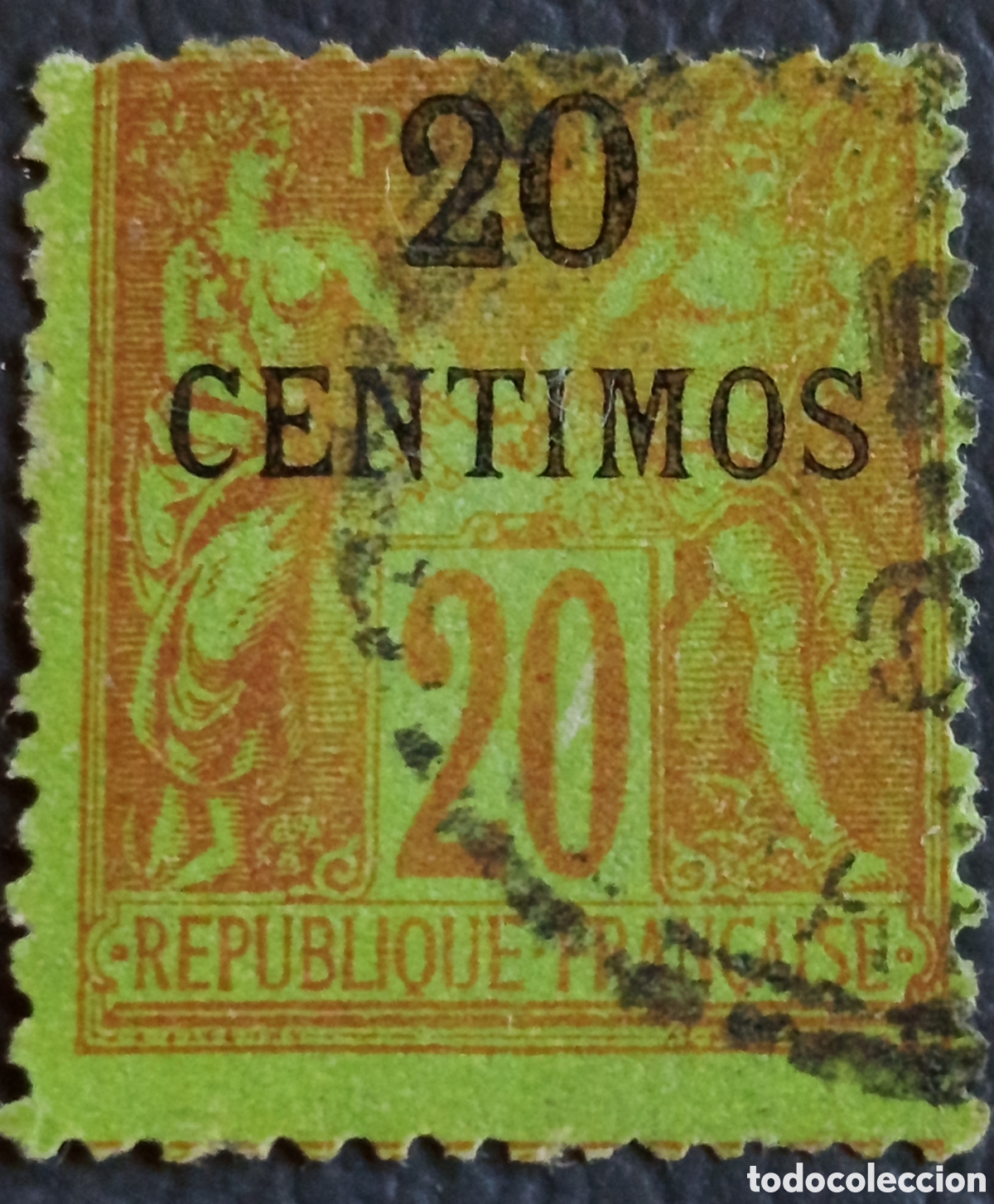Sellos: Francia Marruecos 1891 Sage 20 Centimos/20c Yvert 5 Obliterado Bureaux