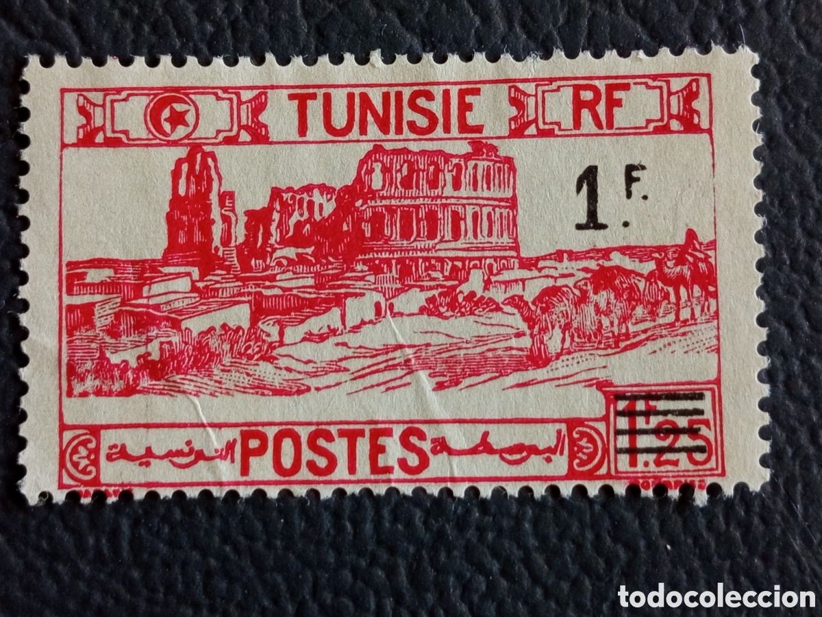 Sellos: Sello T&uacute;nez 1921 Ruinas de El Djem 1f sobre 1.25r Cat#78 MH
