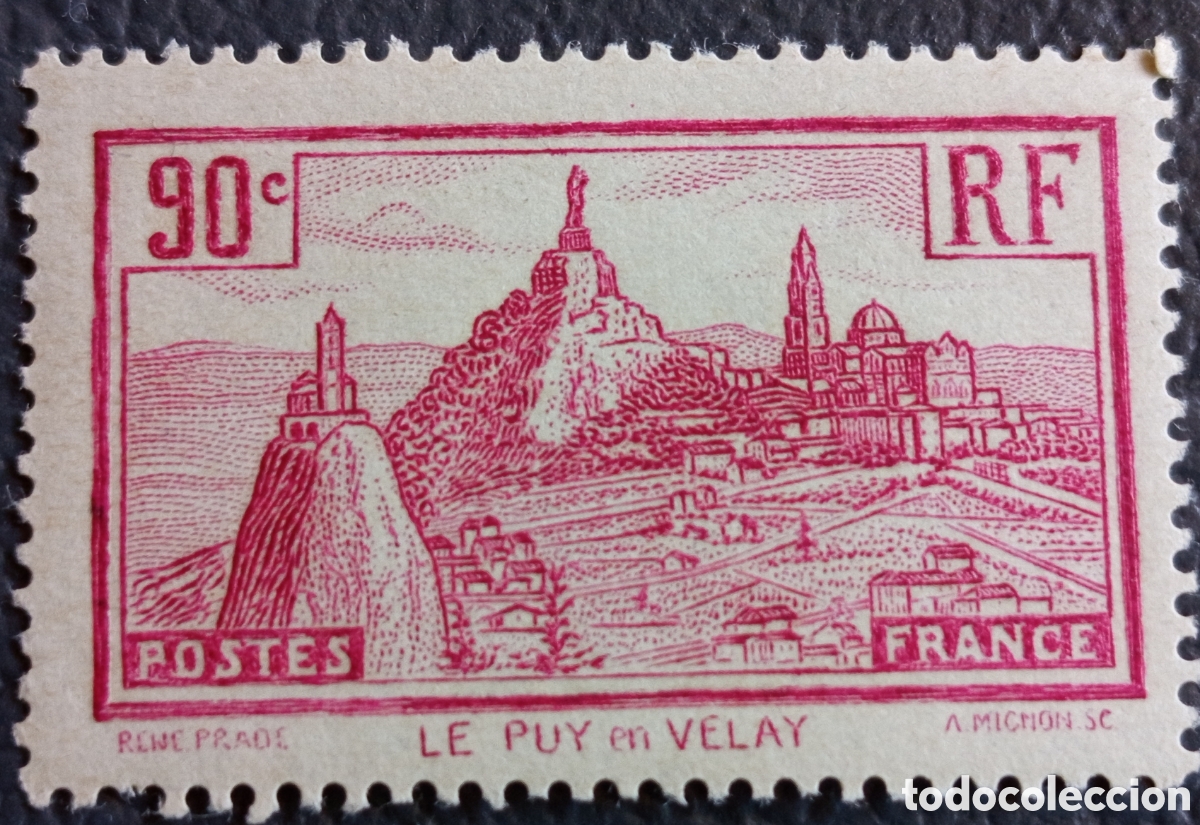 Sellos: Sello Francia 1946 Paisajes Le Puy en Velay 90c Cat#747 MNH