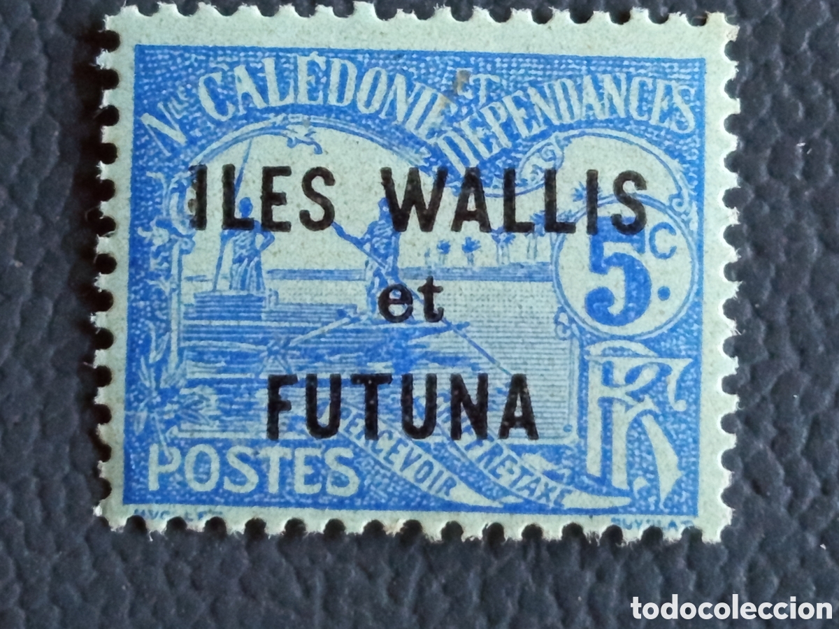 Sellos: Sello Wallis y Futuna 1920 Sobrecarga s/ Nueva Caledonia 5c Cat#2 MNH