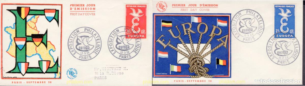 Sellos: 640665 MNH FRANCIA 1958 EUROPA CEPT. AL SERVICIO DE LA IDEA EUROPEISTA