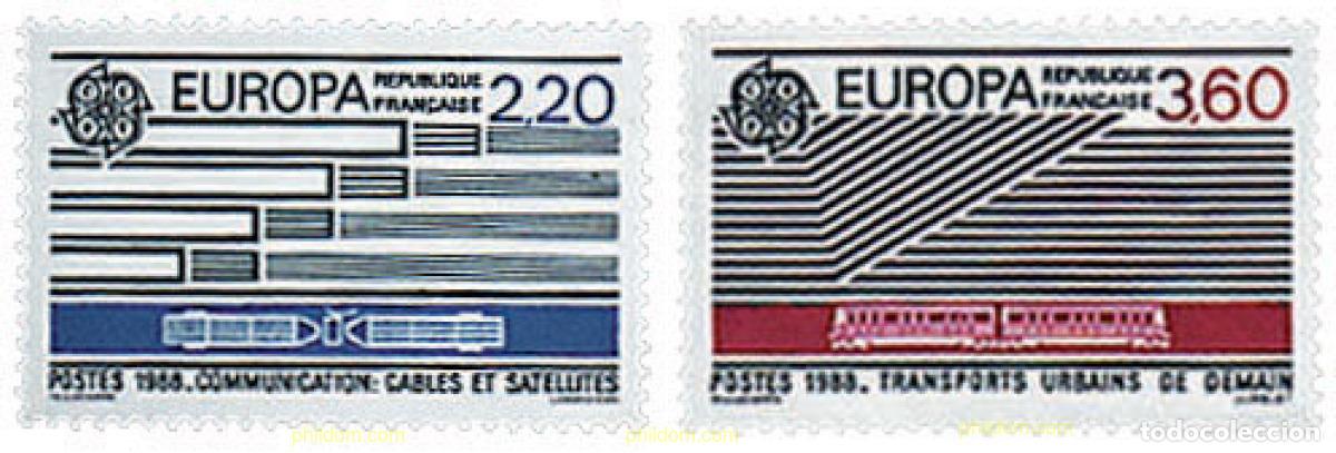 Sellos: 62689 MNH FRANCIA 1988 EUROPA CEPT. TRANSPORTE Y MEDIOS DE COMUNICACION