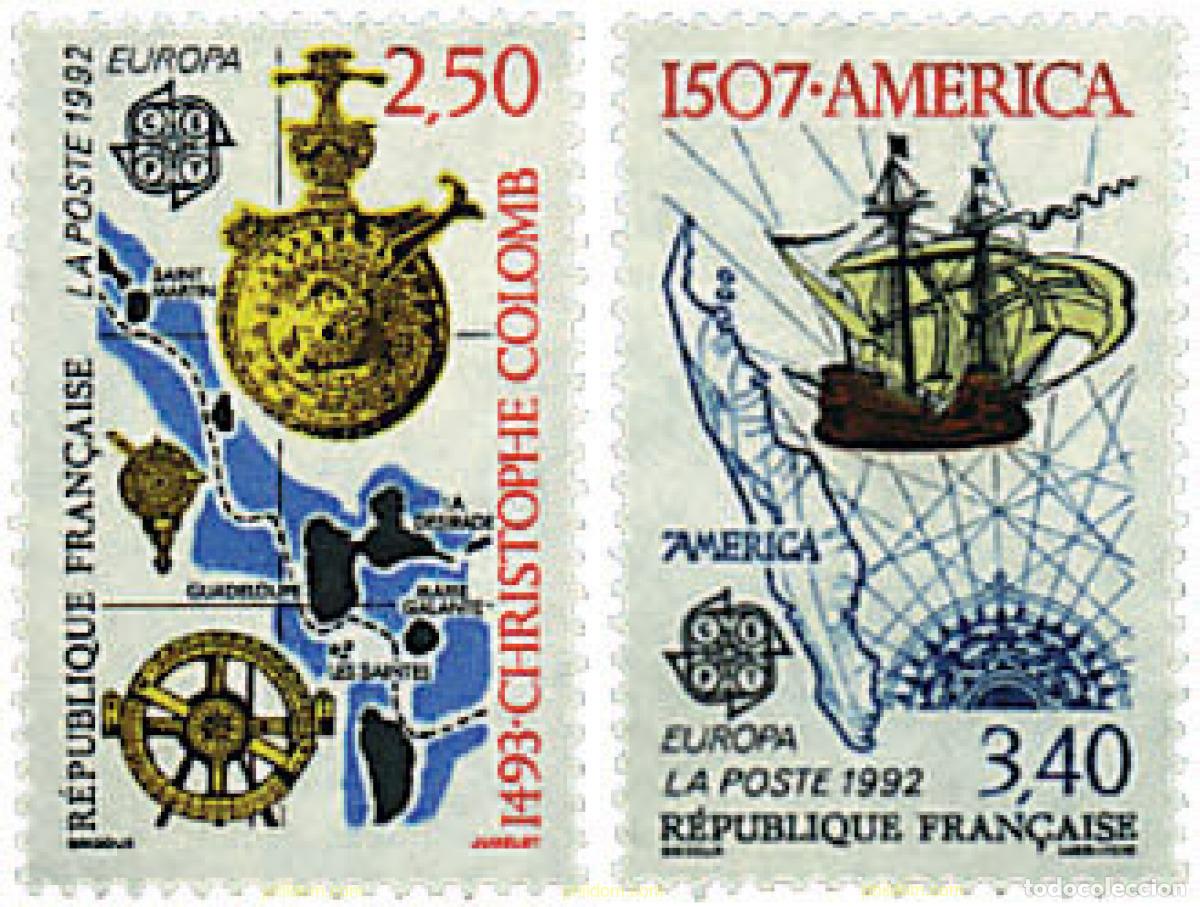 Sellos: 62816 MNH FRANCIA 1992 EUROPA CEPT. 500 ANIVERSARIO DEL DESCUBRIMIENTO DE AMERICA