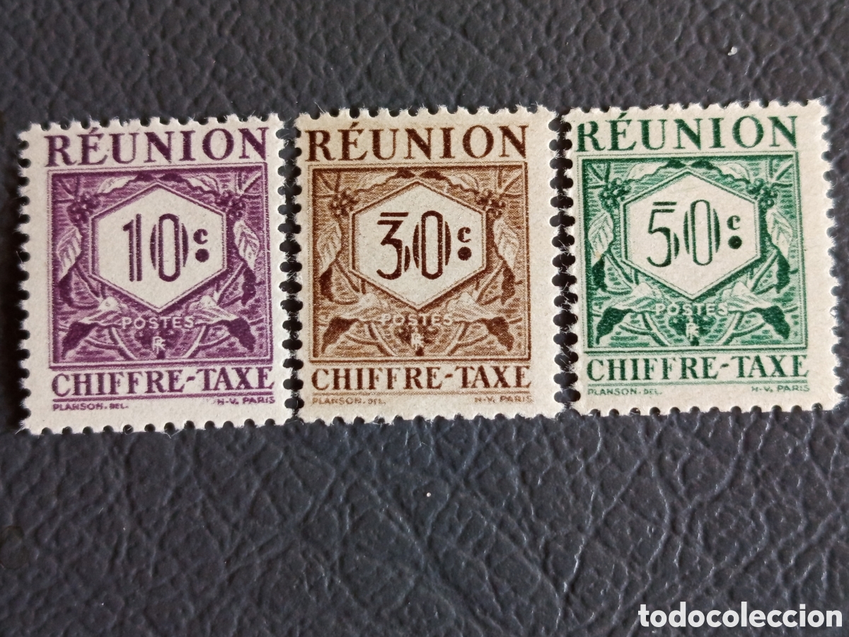 Sellos: Lote 3 Sellos Reunion 1927 Chiffre Taxe Cafe Cat. Scott #J35 #J37 #J39 MNH