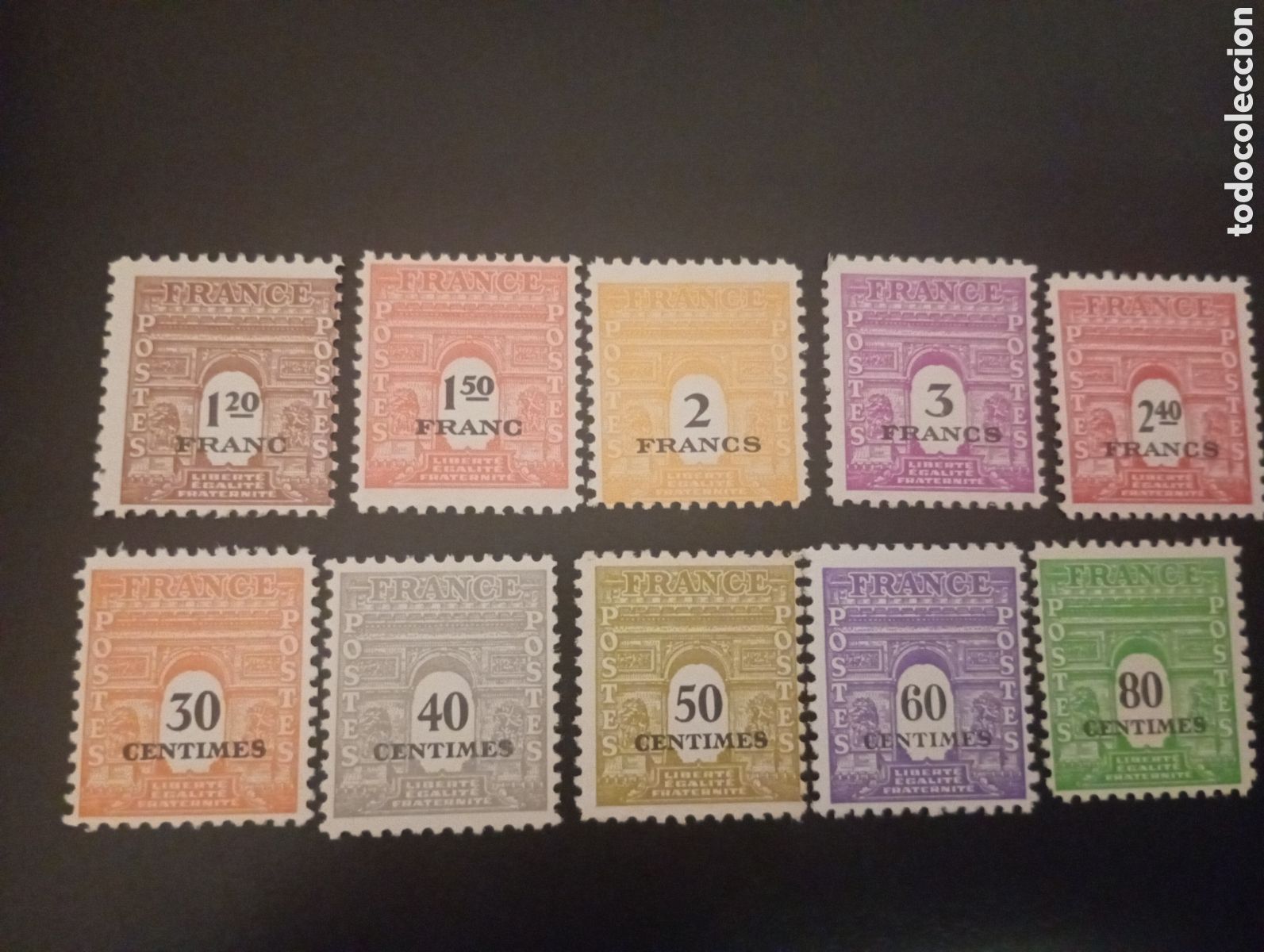 Sellos: Francia 1945 - Mi 649 a 658 - YT 702 a 711 - Arco del Triunfo MNH Serie completa