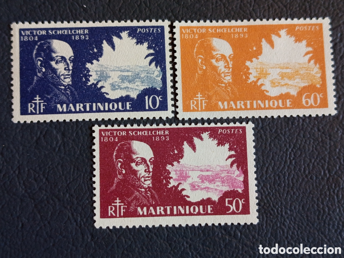 Briefmarken: Sellos Martinica Victor Schoelcher 1945 Yvert 180/182 MH