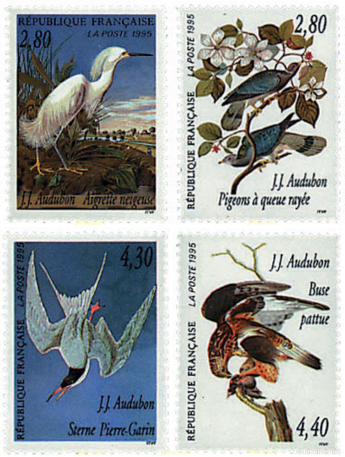 Sellos: 89323 MNH FRANCIA 1995 ARTES DECORATIVAS. LAS AVES DE J.J. AUDUBON