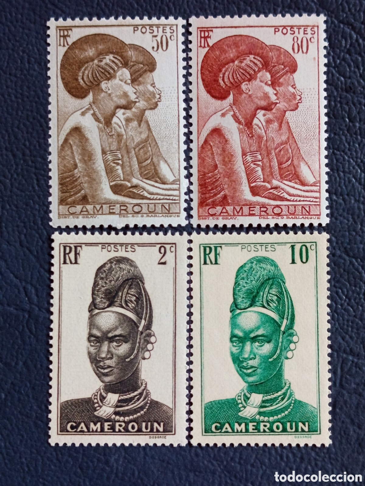 Sellos: Lote 4 Sellos Camer&uacute;n 1943/1951 MNH | Cat&aacute;logo Michel N&ordm; 218/220/225/228