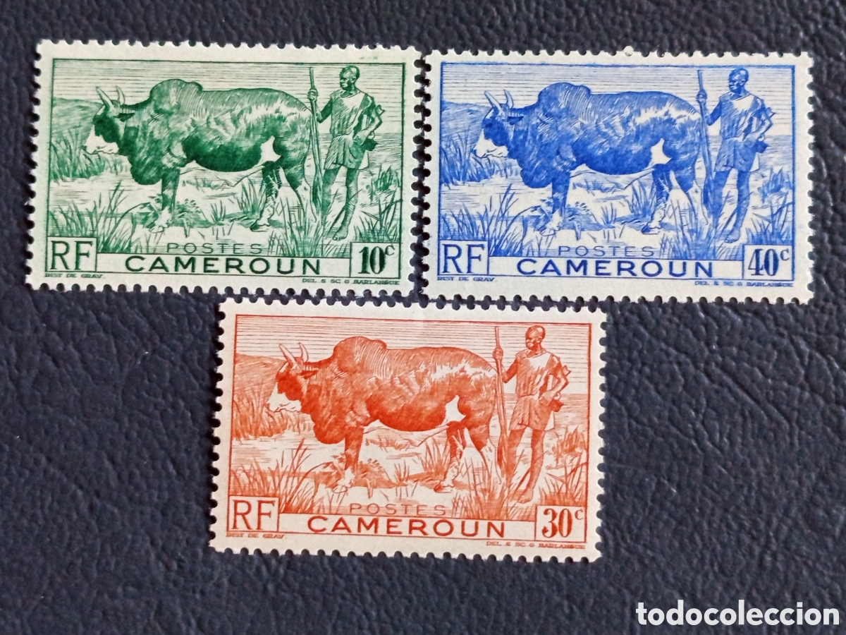Sellos: Lote 3 Sellos Camer&uacute;n 1943 Ceb&uacute; MNH | Cat&aacute;logo Michel N&ordm; 212/214/215