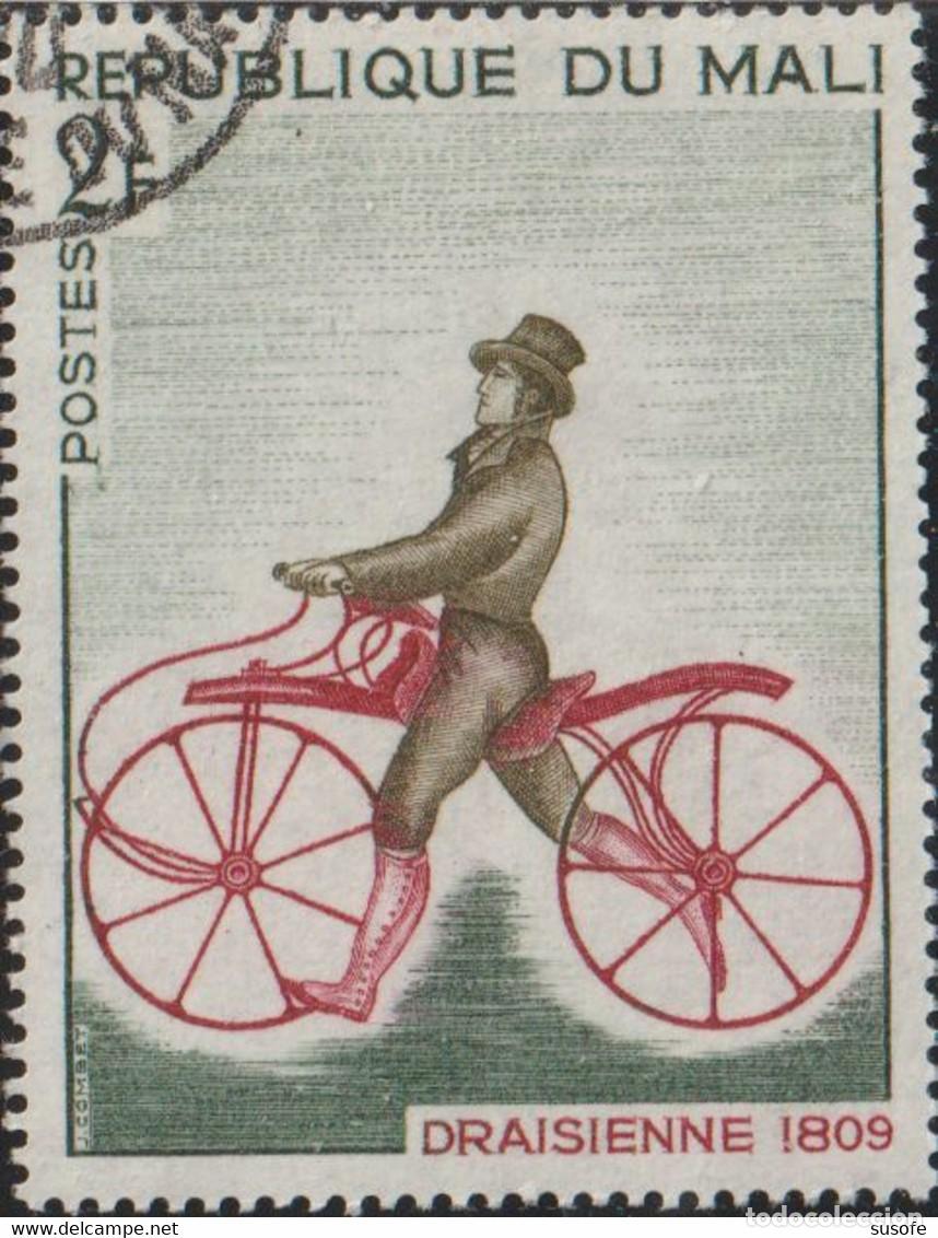 Sellos: Mali 1968 Scott 109 Sello * Vehiculos Bicicletas Draisine 1809 Draisienne Michel 170 Yvert 111 Stamp