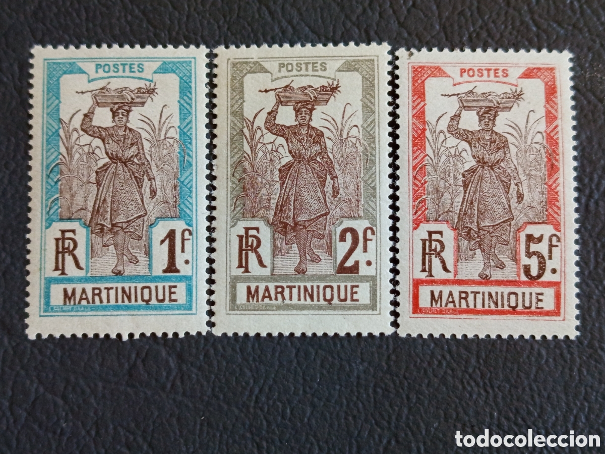 Sellos: : Lote 3 Sellos Martinica 1947 Portadora de Cesta Yvert 251/53 MNH.