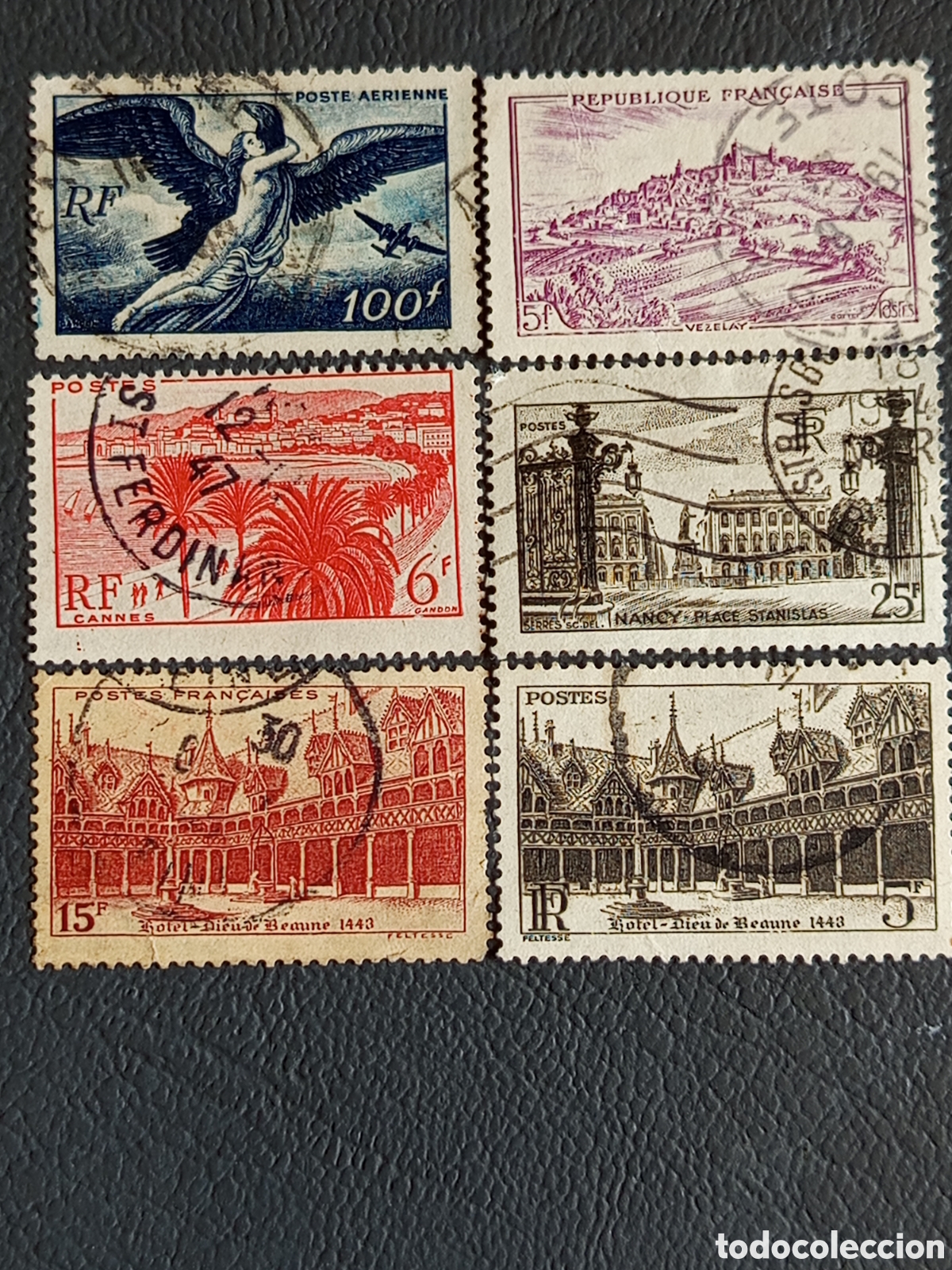Stamps: &rdquo;Lot 6 timbres France 1941-47 oblit&eacute;r&eacute;s Yvert 499 539 759 777 778&rdquo;