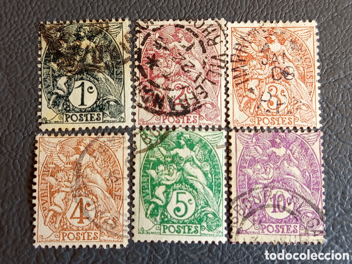 Francobolli: Lote 6 Sellos Francia 1900/1920 Serie Tipo Blanc Usados