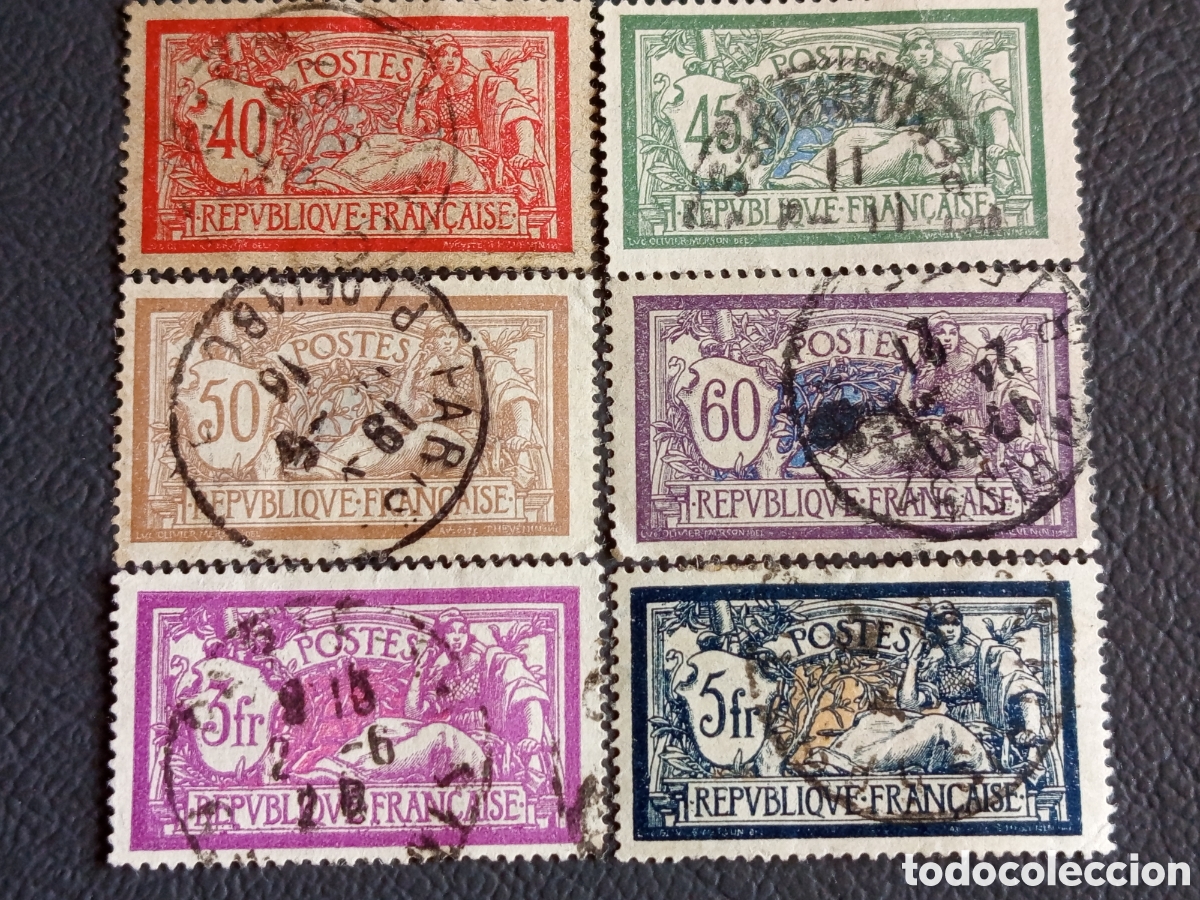Selos: &rdquo;Francia lote 6 Merson Yvert N&deg;119 120 123 143 144 240 usados