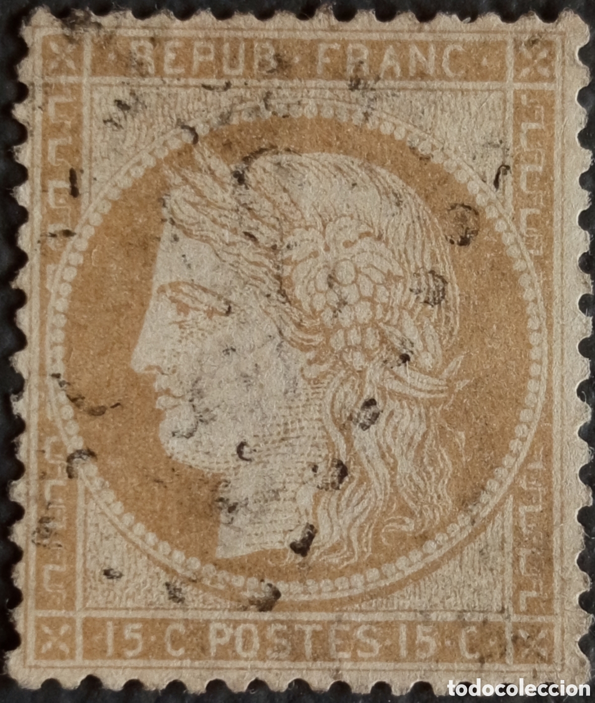 Sellos: Sello Cl&aacute;sico Francia 1871/75 Tipo Ceres 15c Yvert 59 Bistre Usado
