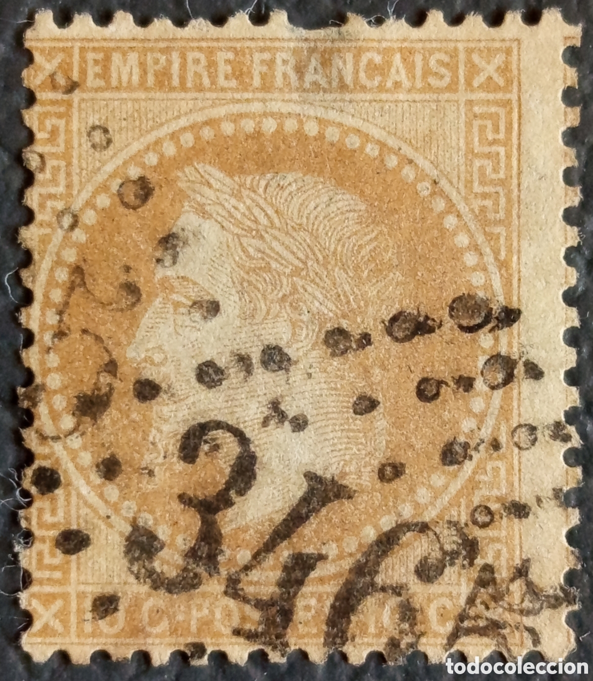 Sellos: Sello Cl&aacute;sico Francia 1863 Napole&oacute;n III Laurel 10c Bistre Usado (Michel 26)