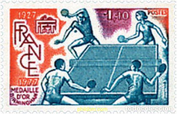 Sellos: 65668 MNH FRANCIA 1977 TORNEO DEL CINCUENTENARIO DE LA FEDERACION FRANCESA DE TENIS DE MESA