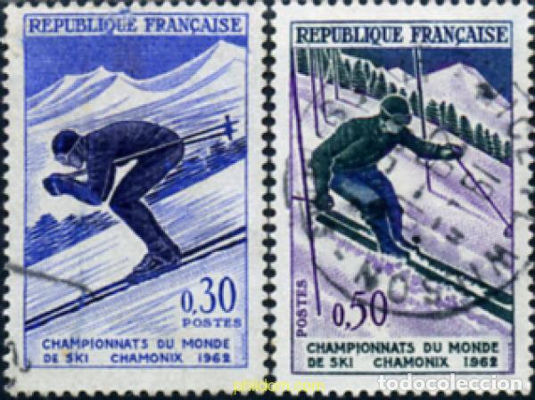 Sellos: 248568 USED FRANCIA 1962 CAMPEONATOS DEL MUNDO DE ESQUI EN CHAMONIX