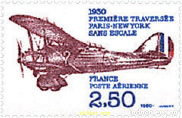 Sellos: 79289 MNH FRANCIA 1980 50 ANIVERSARIO DE LA PRIMERA TRAVESIA PARIS-NUEVA YORK SIN ESCALA.