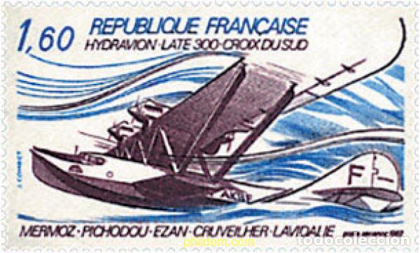 Sellos: 65793 MNH FRANCIA 1982 HIDROAVION &rdquo;CRUZ DEL SUR&rdquo;