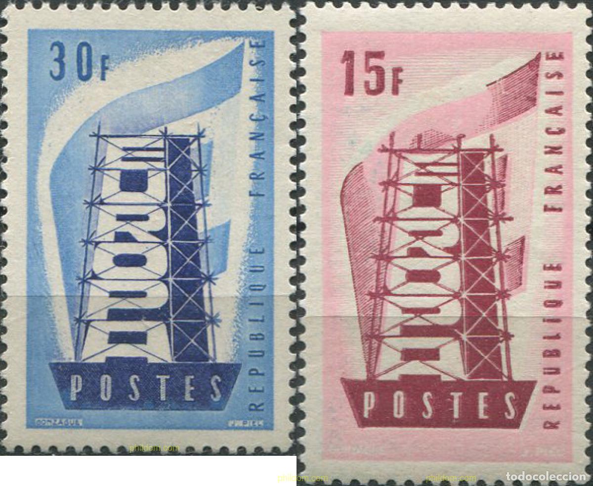 Sellos: 247230 HINGED FRANCIA 1956 EUROPA CEPT. RECONSTRUYENDO EUROPA
