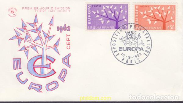 Sellos: 640666 MNH FRANCIA 1962 EUROPA CEPT. ARBOL CON 19 HOJAS