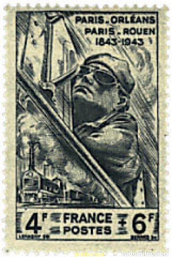 Briefmarken: 247159 HINGED FRANCIA 1944 CENTENARIO DE LOS FERROCARRILES PARIS-ORLEANS Y PARIS-RUEN