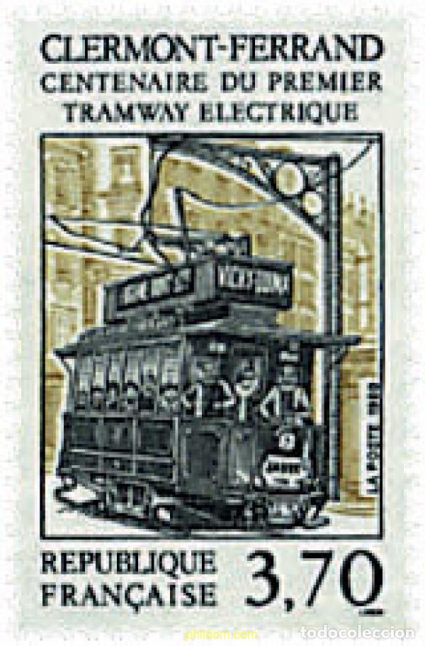 Sellos: 59733 MNH FRANCIA 1989 CENTENARIO DEL TRANVIA ELECTRICO A CLERMONT-FERRAND