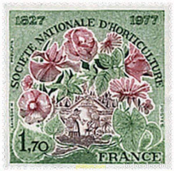 Sellos: 89297 MNH FRANCIA 1977 150 ANIVERSARIO DE LA SOCIEDAD NACIONAL DE HORTICULTURA
