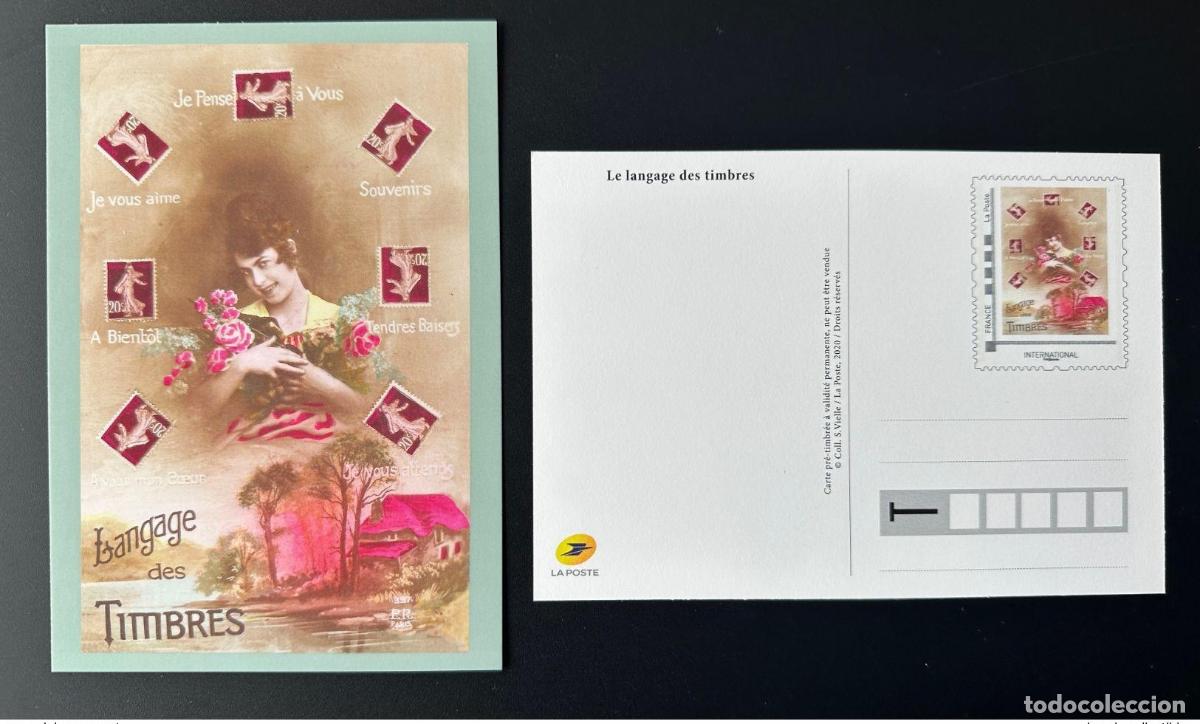 Sellos: Tarjeta postal Francia 2020 Lenguaje completo de sellos flores Sower Roty