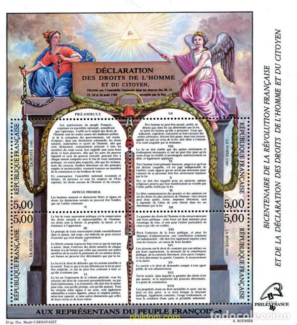 Sellos: 49725 MNH FRANCIA 1989 BICENTENARIO DE LA REVOLUCION Y DE LA DECLARACION DE LOS DERECHOS DEL HOMBRE