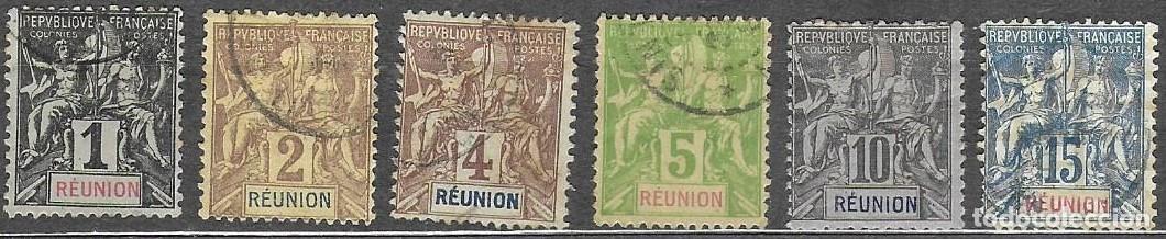 Sellos: SELLOS USADOS DE LA REUNION 1892, YT 32/ 37 ( ver dentado del YT 37)