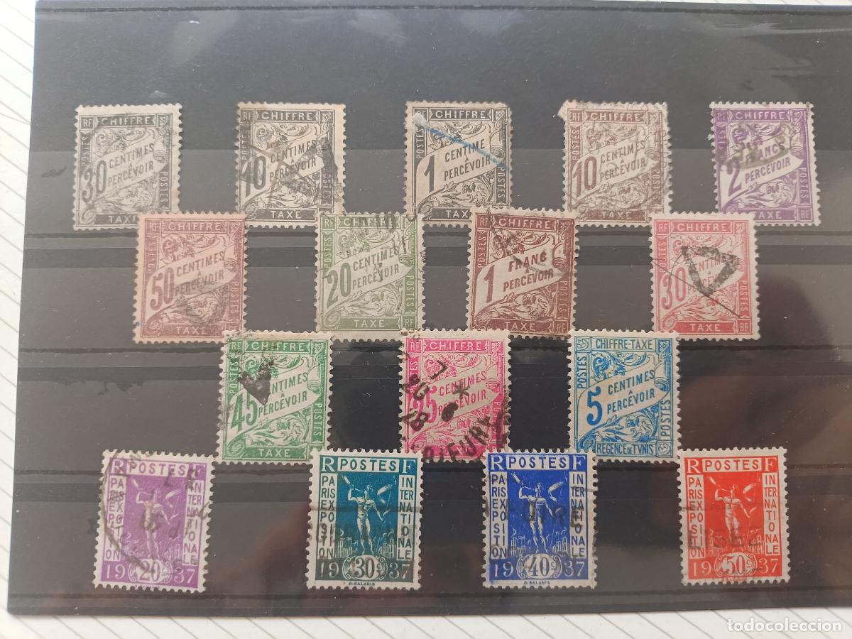 Sellos: Francia, lote de sellos de tasa + exposition 1937