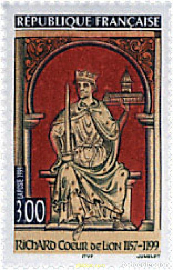 Sellos: 53495 MNH FRANCIA 1999 800 ANIVERSARIO DE LA MUERTE DEL REY DE INGLATERRA RICARDO I, CORAZON DE LEO