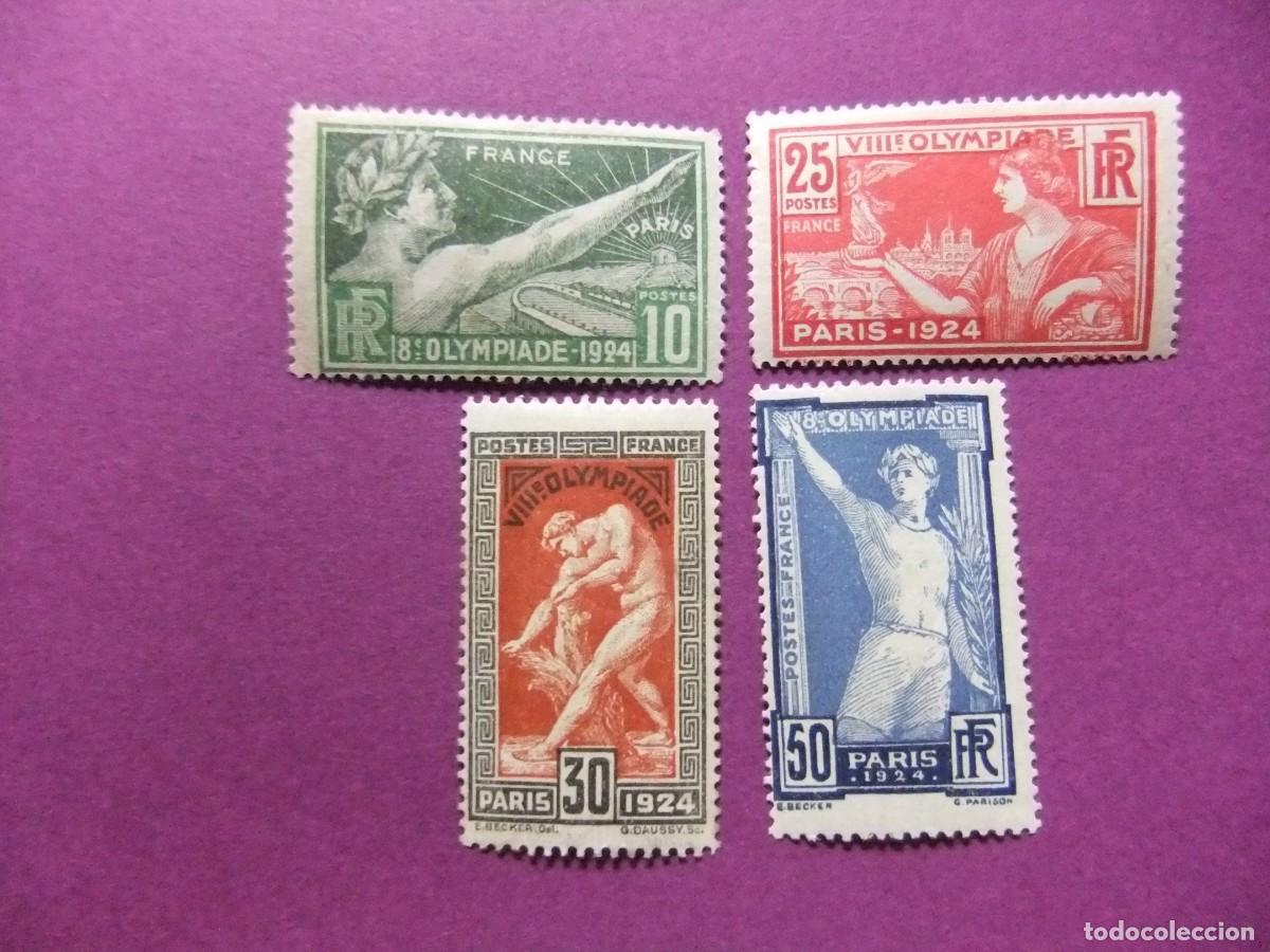 Sellos: 23 FRANCIA FRANCE 1924 / JEUX OLYMPIQUES de PARIS / YVERT 183 / 186 MH dent. 13 1/2 x 14