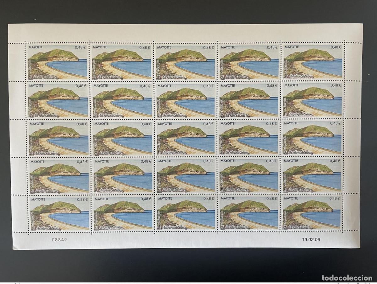 Sellos: Hoja de pensi&oacute;n completa Mayotte 2006 YT No. 187 La Place Moya MNH**