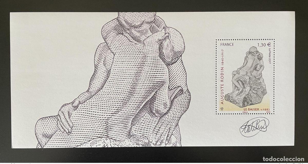 Sellos: Francia 2017 - Bloque filat&eacute;lico de recuerdos ELSA CATELIN n&deg;137 Rodin The Kiss