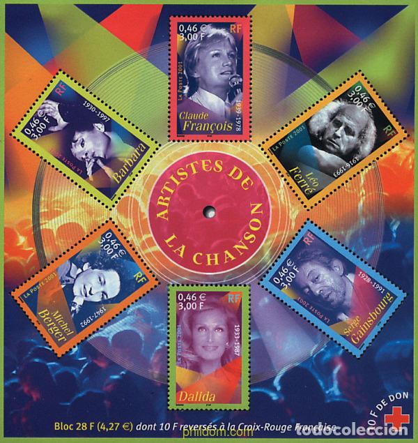 Sellos: 78193 MNH FRANCIA 2001 CANTANTES