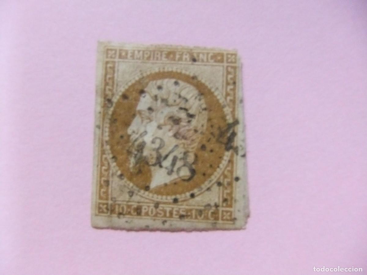 Sellos: 23 FRANCIA FRANCE 1853 / NAPOLEON III / YVERT 13A FU Oblit&eacute;ration 4348 ND defect.
