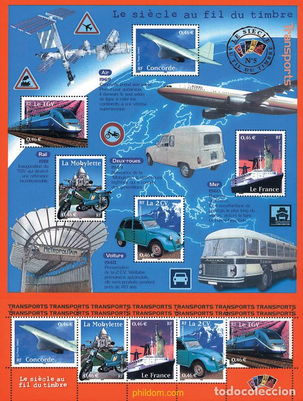 Sellos: 89321 MNH FRANCIA 2002 EL SIGLO A TRAVES DEL SELLO. TRANSPORTES