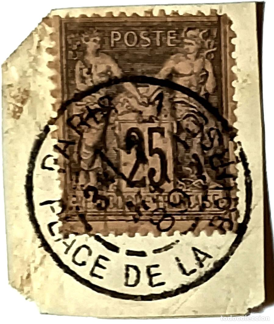 Sellos: SELLO FRANCIA 25 C&Eacute;NTIMOS &rdquo;TYPE SAGE - PAZ Y COMERCIO&rdquo; MATASELLADO PAR&Iacute;S - A&Ntilde;OS 1876-1900