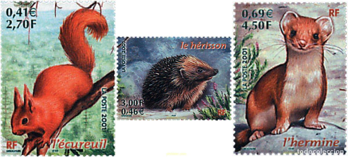 Sellos: 367930 MNH FRANCIA 2001 ANIMALES DEL BOSQUE