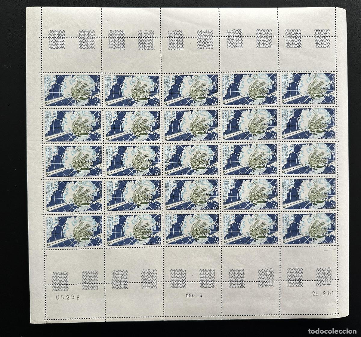 Sellos: TAAF 1981 YT PA 69 tabl&oacute;n del sat&eacute;lite ant&aacute;rtico Arcad III esquina espacial fechada