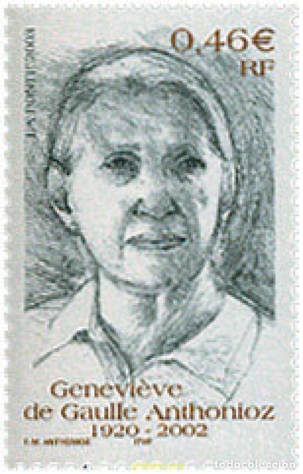 Sellos: 116640 MNH FRANCIA 2003 ANIVERSARIO DE LA MUERTE DE GENEVIEVE DE GAULLE ANTHONIOZ