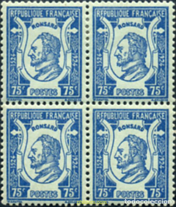 Timbres: 351086 HINGED FRANCIA 1924 4 CENTENARIO DEL NACIMIENTO DEL POETA PIERRE DE RONSARD