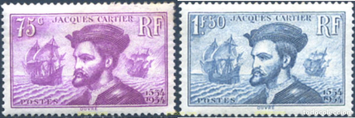 Sellos: 120291 MNH FRANCIA 1934 4 CENTENARIO DE LA LLEGADA DE JACQUES CARTIER A CANADA