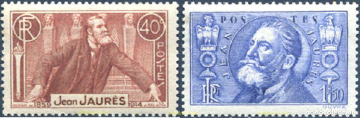 Sellos: 120342 MNH FRANCIA 1936 22 ANIVERSARIO DE LA MUERTE DE JEAN JAURES