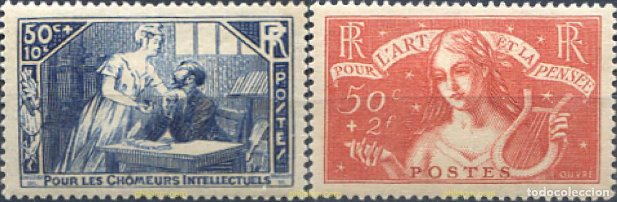 Sellos: 120315 MNH FRANCIA 1935 A BENEFICIO DE LOS PARADOS INTELECTUALES