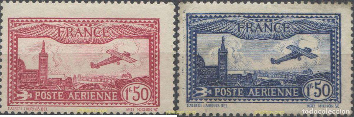 Sellos: 656382 HINGED FRANCIA 1930 AVION SOBREVOLANDO MARSELLA